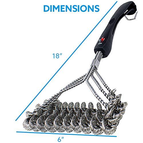 Kona Safe/Clean Grill Brush - Bristle Free BBQ Grill Brush - 100% Rust Resistant Stainless Steel Barbecue Cleaner - Safe For Porcelain, Ceramic, Steel, Cast Iron - Great Grilling Accessories Gift