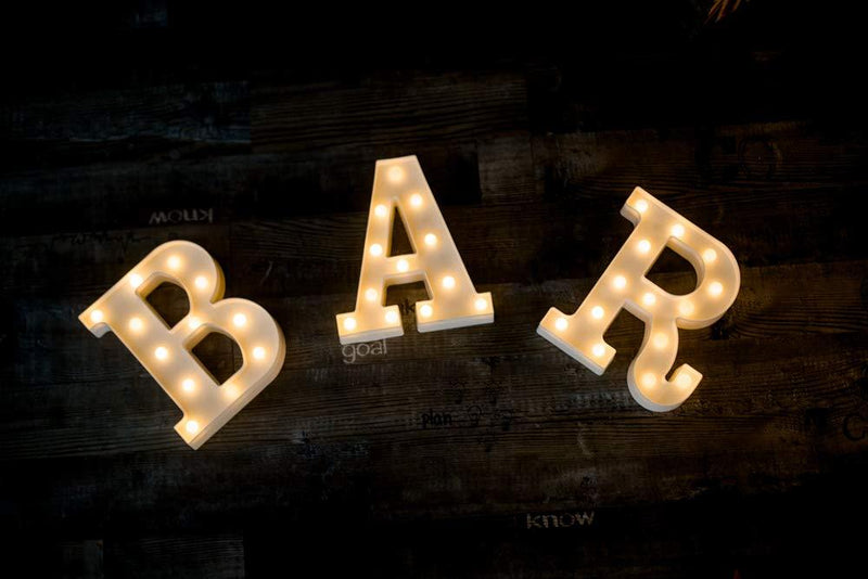 Foaky LED Letter Lights Sign Light Up Letters Sign for Night Light Wedding/Birthday Party Battery Powered Christmas Lamp Home Bar Decoration(B)
