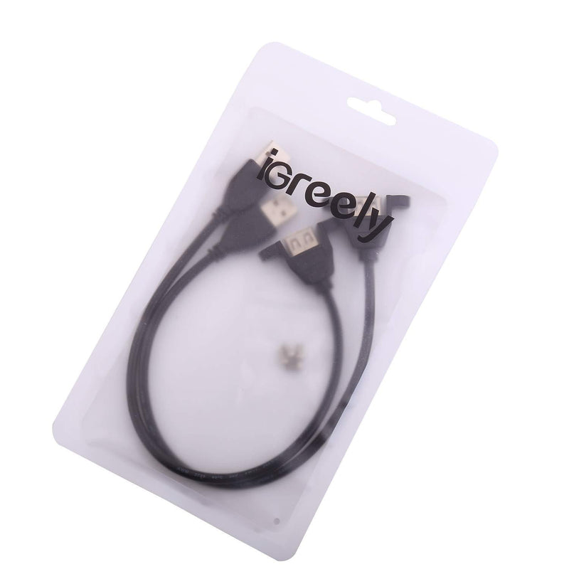 USB Extension Cable - iGreely 2Pack 1Ft/30cm USB 2.0 Panel-Mount Type A Male to Type A Female Cable USB2.0