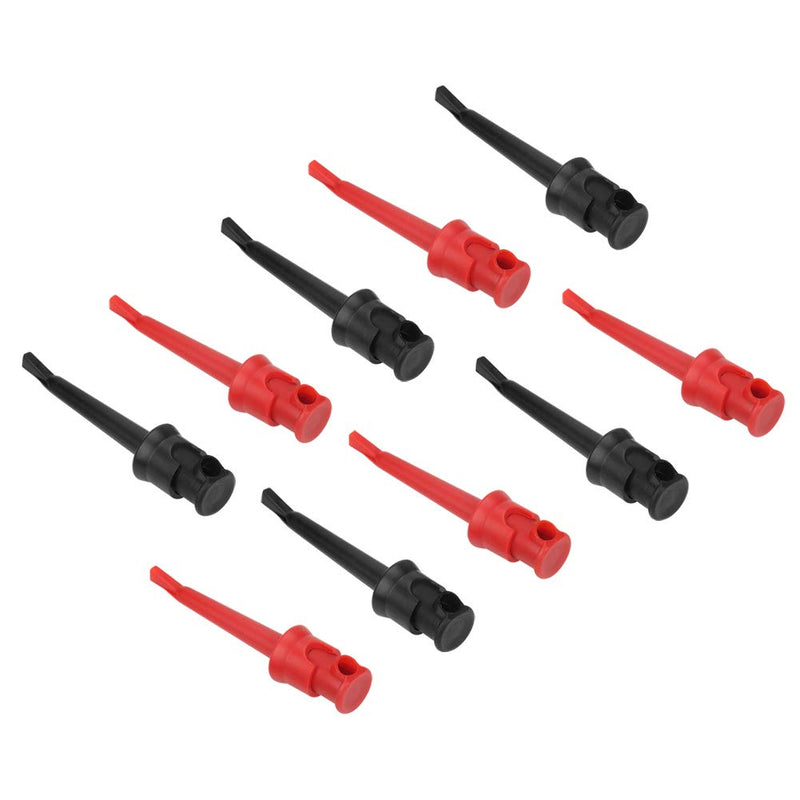 Pack of 10 Multimeter Test Hook Lead Silicone Grabbers Testing Probes Insulation Clip for SMT SMD IC D20 Multimeter Teset Cable 4mm 0.2inch Port Hook Leads (Black & red)
