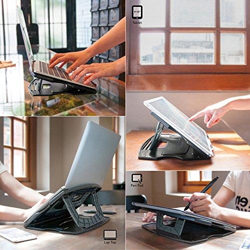 MAX SMART Tablet Drawing Stand, Laptop Stand Riser, Book Reading Stand, Foldable, Portable and Adjustable 6 Angles for Laptop, Digital Graphic Drawing Tablet, Artisul, iPad Pro, Wacom Cintiq (Gray) Gray