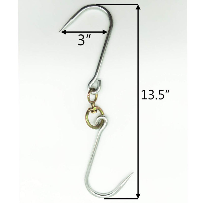 TIHOOD 2PCS Swiveling Meat Hook, Heavy Duty Stainless Steel Processing Butcher Hooks - Large Fish,Hunting,Carcass Hanging Hook