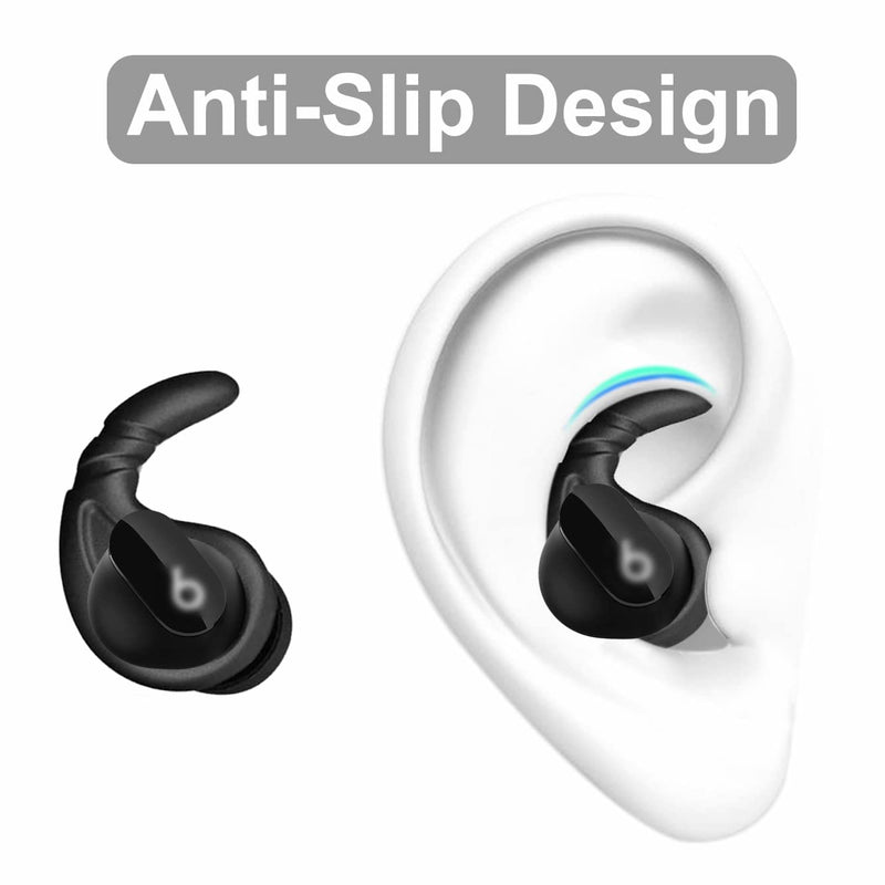 4 Pairs Ear Hooks Compatible with Beats Studio Buds Ear Tips Earbuds, Anti-Slip Anti-Drop Sport Outdoor Earhooks Wing Holder Silicone Rubber Gel Cover Accessories for Studio Buds - Black