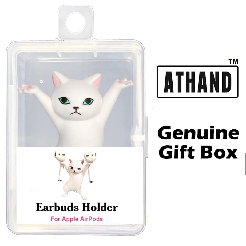 ã€Upgraded Anti-Dropã€‘ Magnetic Cute Dance Cat Airpod Holder Headphone Stand Earbuds Holder for Apple AirPods 1& 2 3 Pro,Unique Birthday Bday Present Gifts Ideas(White) White