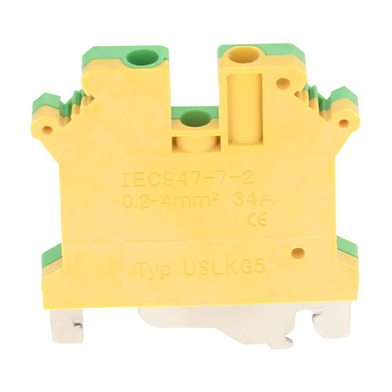 Fielect USLKG5 DIN Rail Terminal Blocks Screw Clamp Connector DIN Rail Terminal Block Kit DIN Rail Mount, 800V 34A, 0.2-4mm2, 10 Pcs, Yellow-Green 10Pcs USLKG5