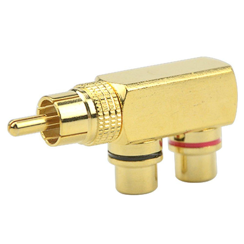 WMYCONGCONG 2 PCS RCA Splitter Adapter RCA Male to 2 RCA Female Right Angle Splitter Plug Connector