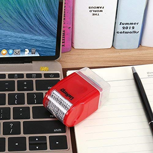 Identity Protection Roller Stamp Lionergy Wide Roller Identity Theft Prevention Security Stamp (Red Roller Stamp)