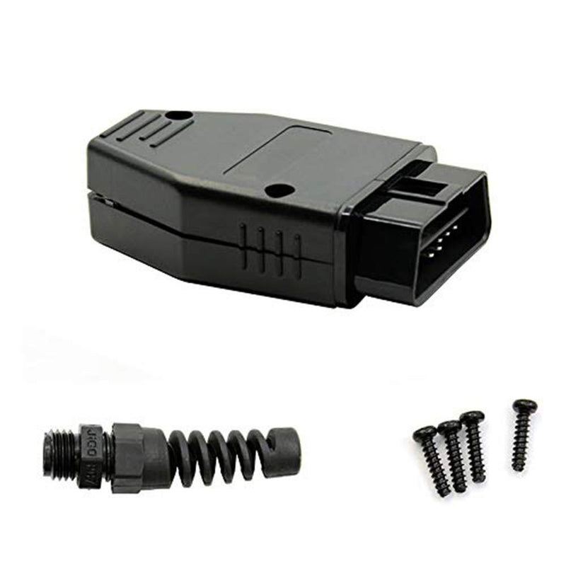 E-Car Connection Universal OBD2 16 Pin Square Contact Type Car Connection Male Adaptor Plug with Screws