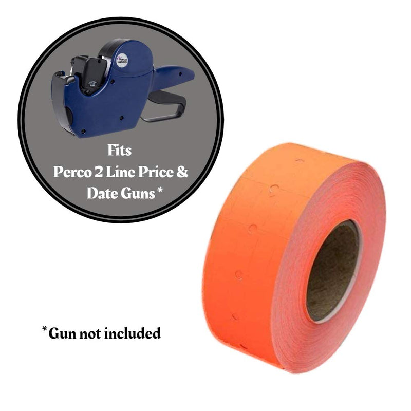 Fluorescent Red Perco Labels for Perco 2 Line Labeler Gun - 1 Sleeve, 6,000 Labels 2 Line Labels Flou. Red - 1 Sleeve