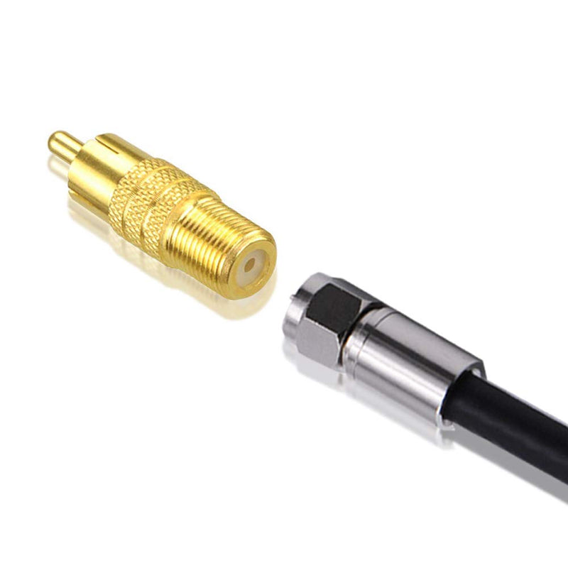 VCE F-Type Female to RCA Male Coaxial Cable Audio Adapter Gold Plated Connector, 2-Pack