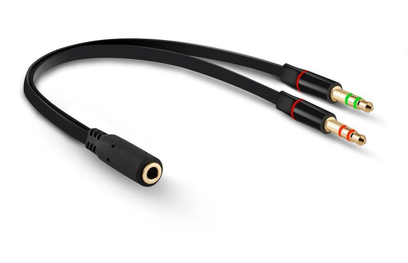 Headphone Splitter for Computer 3.5mm Female to 2 Dual 3.5mm Male Headphone Mic Audio Y Splitter Cable Smartphone Headset to PC Adapter