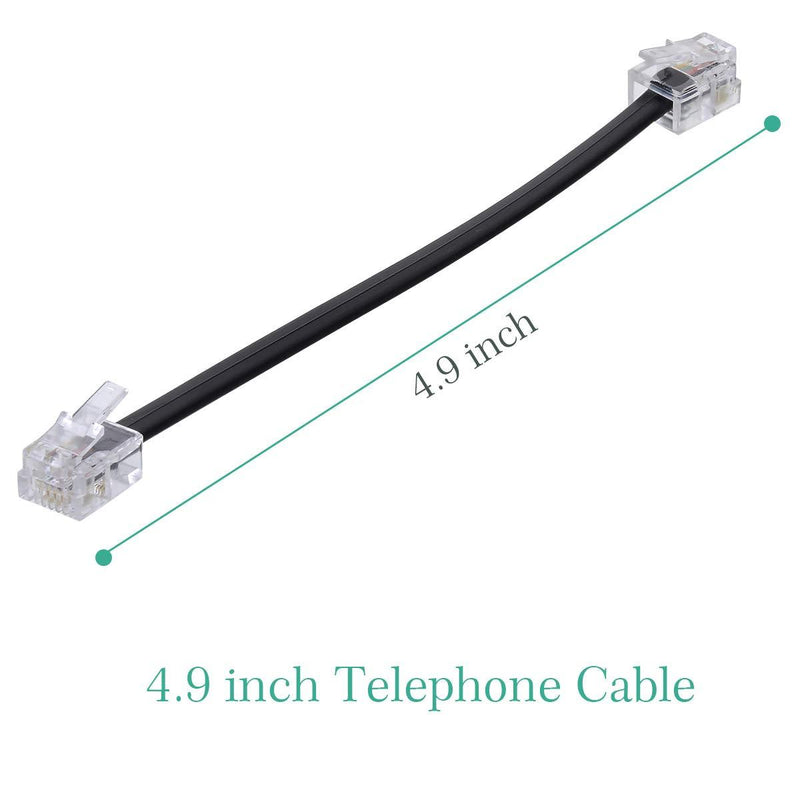 Phone Line Splitter,SHONCO Telephone Splitter, Phone Adapter Cable, with RJ11 6P4C Plugs, Suitable for Telephone, Fax Machine, 2 Pack Black