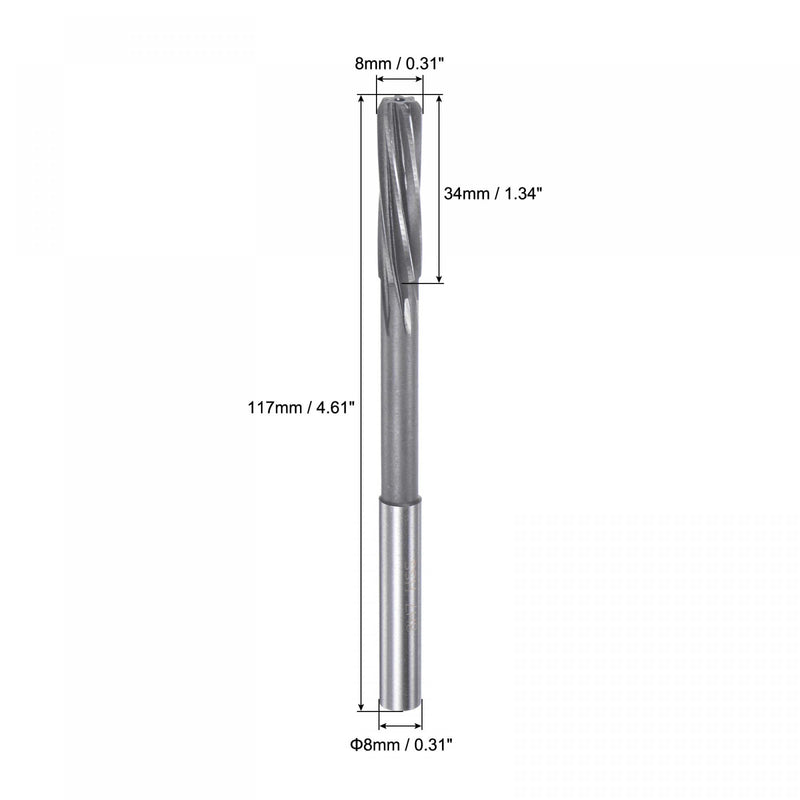 sourcing map Clamping Reamer 8mm H7 4241 High Speed Steel Spiral Groove Lathe Reamer Milling Cutter