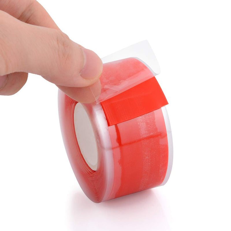 Self-Fusing Silicone Tape Fusion Repair Tape Self-Adhesive for Leak Seal Repair Electrical Insulation Tape Heat Resist & Waterproof Airtight Tape Multi-Purpose Soft Rubber Strip 3mx25mmx0.5mm Red