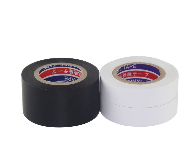 FOMMEN Color Guard Tape 4 Pack PVC Electrical Glue Tape, 66 Feet 0.7 Inch Black and White Insulation Tape