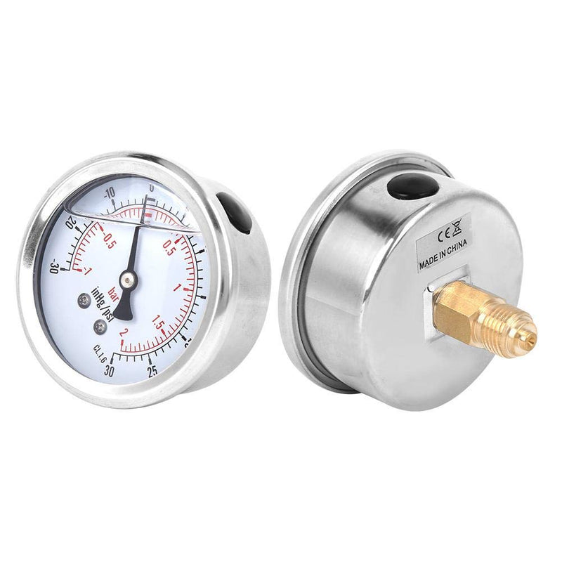 Pressure Gauge 1/4 BSP Oil Filled Pressure Gauge 1-2bar, -30-30inhg/psi, TS-PGGZ60Z4-2bar Y60 Axial Vacuum Pressure Gauge Radial Pressure Gauge