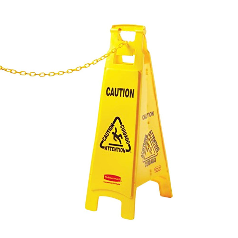 Rubbermaid Commercial 20-Inch Yellow Plastic Link Safety Barrier Chain for Use with Wet-Floor Safety Cones Accessories