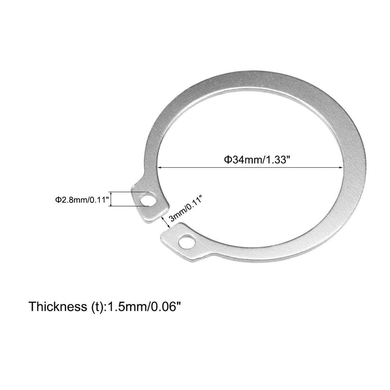 uxcell 41mm External Circlips C-Clip Retaining Shaft Snap Rings 304 Stainless Steel 20pcs