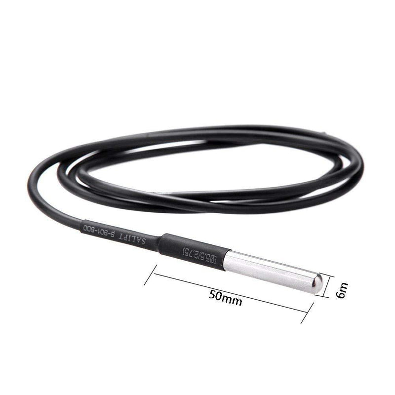Eiechip 5PCS Waterproof Temperature Probe Thermometer DS18B20 1M with Heat Resistance Thermal Cable