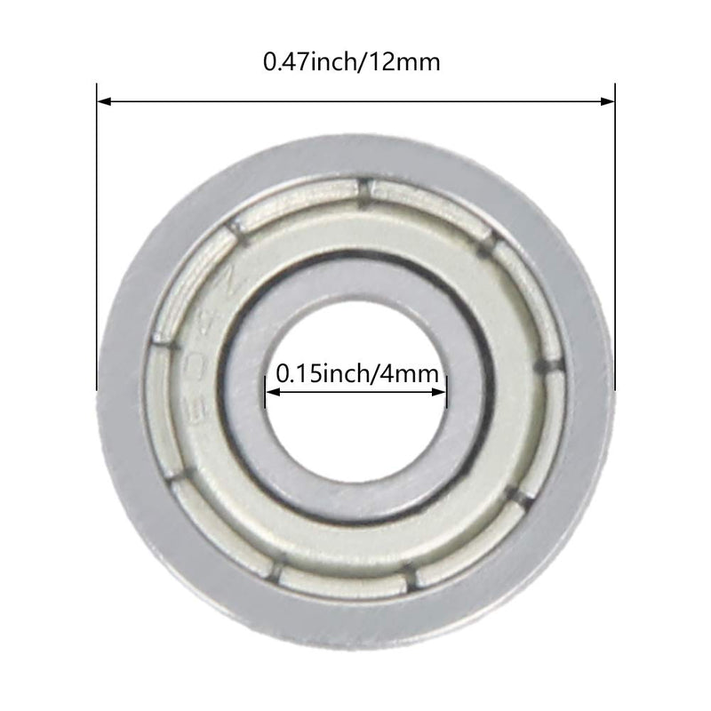 Bettomshin 10Pcs 604ZZ Miniature Deep Groove Ball Bearings, Double Sealed, 4mm x 12mm x4mm, Skateboard Bearings for Skateboards Electrical Motors etc