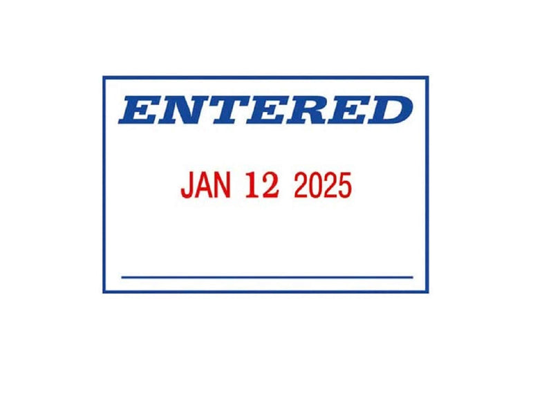 2000 PLUS 4-In-1 Date and Message Stamp, Self-Inking, ENTERED, PAID, RECEIVED, FAXED, 1-3/4" x 1-1/8" Impression, Red and Blue Ink (032519)