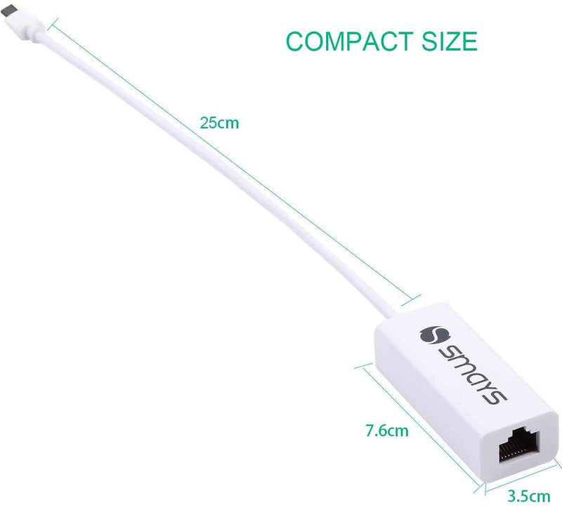 Micro USB to RJ45, Ethernet Adapter Dongle, Wired LAN Connection