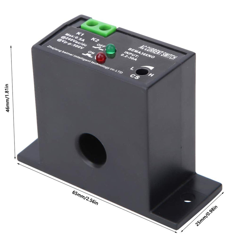 AC Current Sensing Switch Flameproof Adjustable 0.2~30A IP30 Self-Powered Sensing Switch(Normally Open) Normally Open