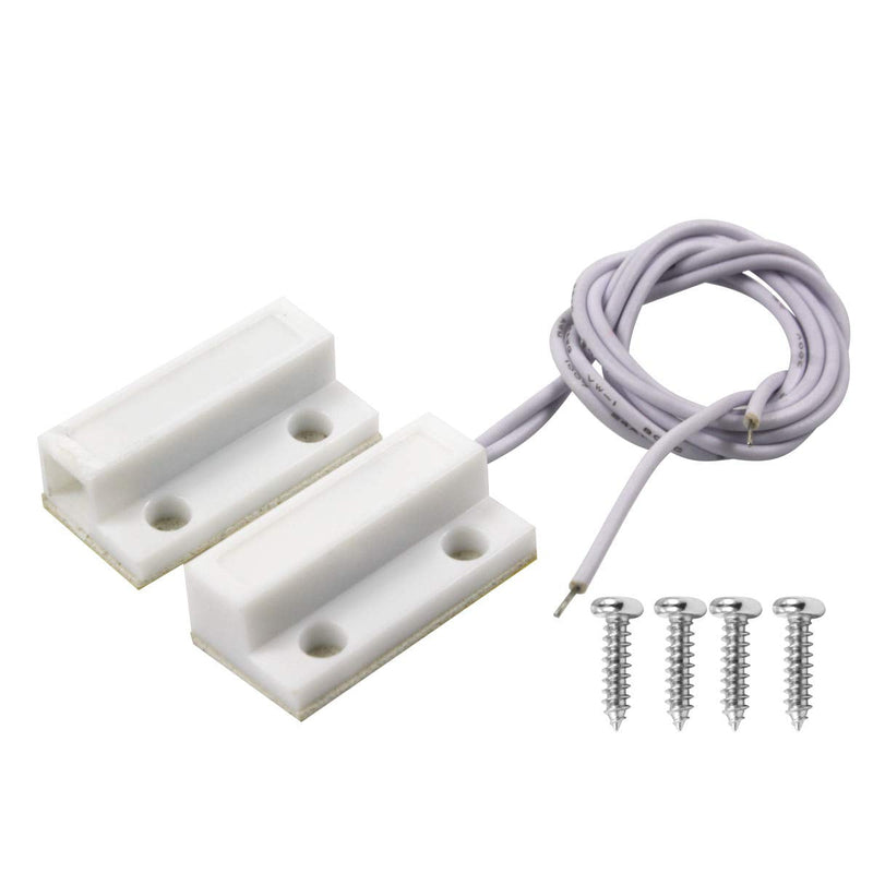 BNYZWOT MC-38 Surface Mount Wired NC Door Sensor Alarm Magnetic Reed Switch White 10 Pair