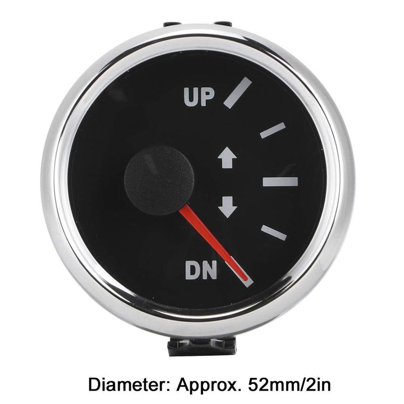 Trim Indicator,52mm UP-DN Boat Trim Indicator 0-190 Ohm Marine Boat Trim Indicator Kit Trim Tilt Indicator Red Backlight(Black Dial) Black Dial