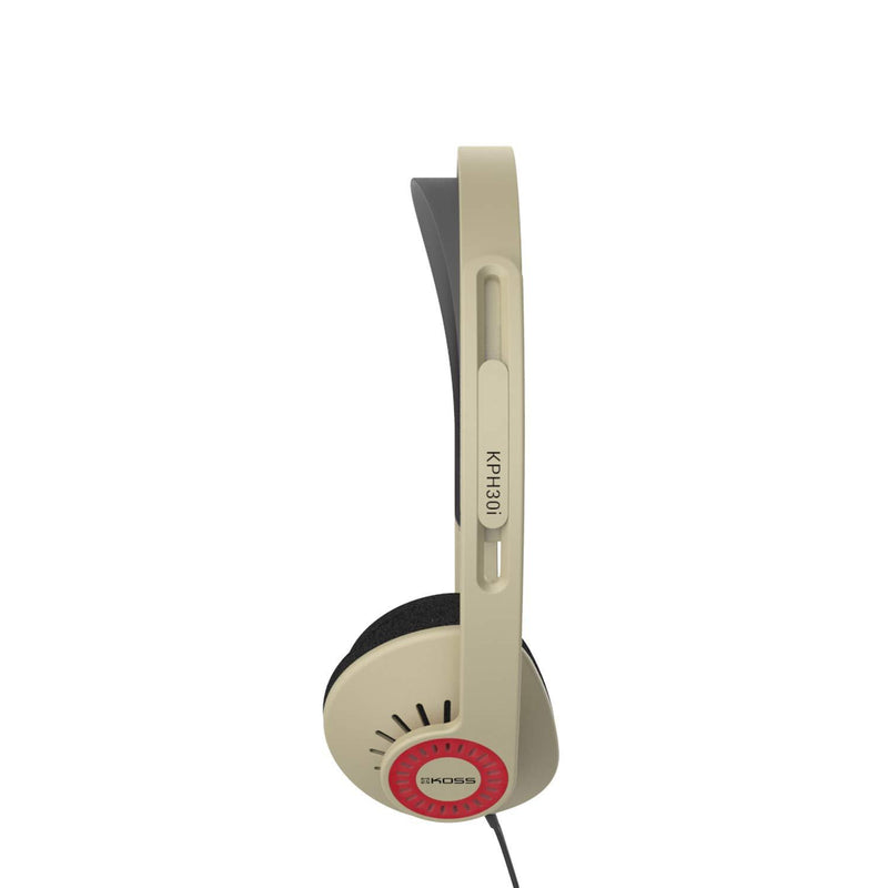 Koss KPH30iRB On-Ear Headphones, in-Line Microphone and Touch Remote Control, D-Profile Design, Wired with 3.5mm Plug, Rhythm Beige