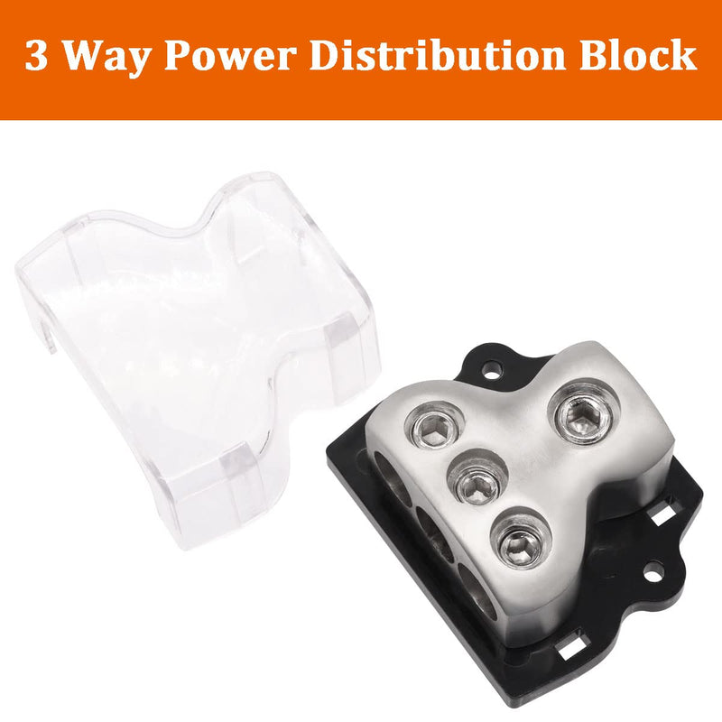 Seamaka 2PCS 3 Way Power Distribution Block,1x 0 Gauge in,3X 4 Gauge Out,Amp Distribution Connecting Block for Car Audio Splitter O-073-2PCS 3 way-T1-2pcs