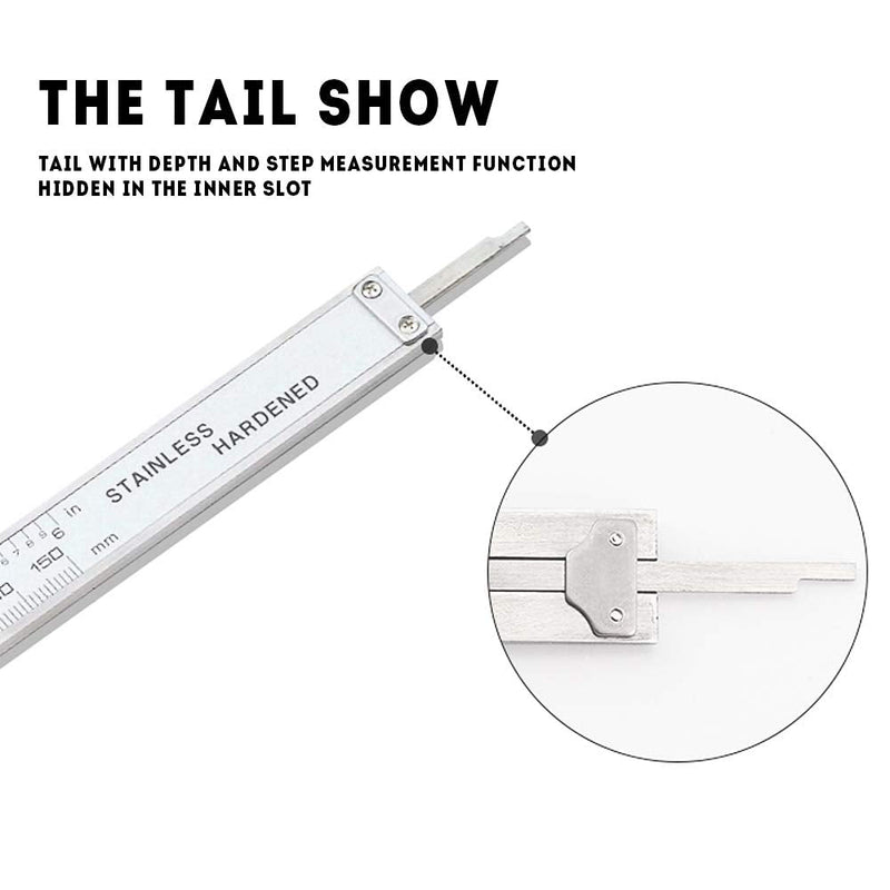 Oudtinx Electronic Digital Caliper Stainless Steel Body with Large LCD Screen | 0-6 Inches | Inch/Fractions/Millimeter Conversion 150mm