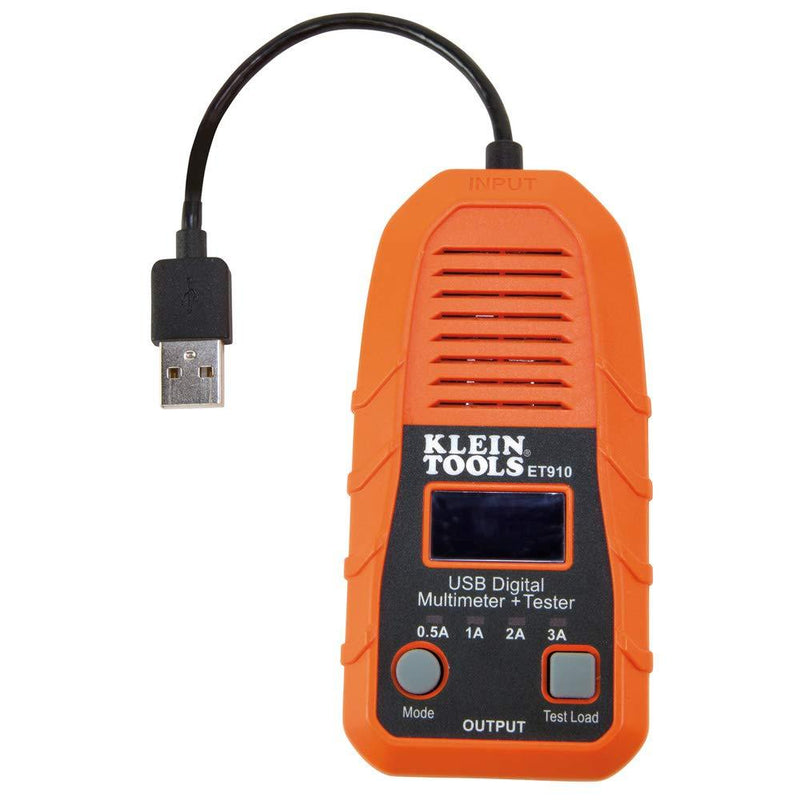 Klein Tools ET910 USB Power Meter and Tester, USB-A Digital Meter for Voltage, Current, Capacity, Energy, Resistance, Max Current USB-A Tester and Meter