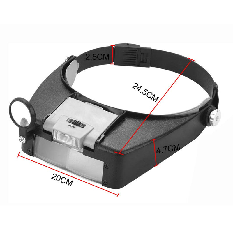 Headband Magnifier Glasses Jewelry Loupe Illuminated Magnifying Glasses 1.5X 3X 6.5X 8X Head LED Eye Watch Repair Glasses Tool Kits Eyewear Magnifier Helmet Magnifying Arts Crafts Head Magnifier