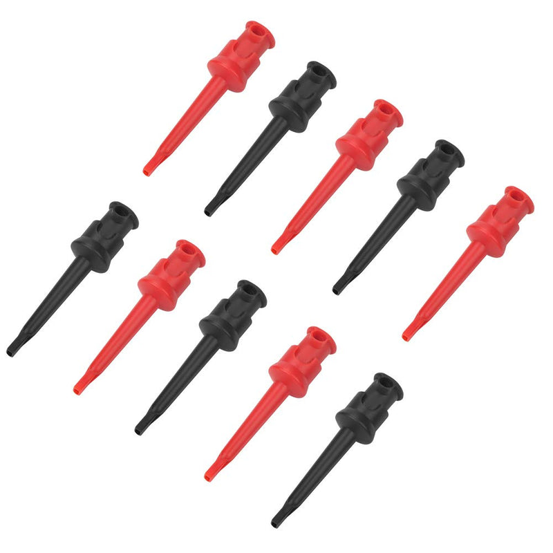 Pack of 10 Multimeter Test Hook Lead Silicone Grabbers Testing Probes Insulation Clip for SMT SMD IC D20 Multimeter Teset Cable 4mm 0.2inch Port Hook Leads (Black & red)