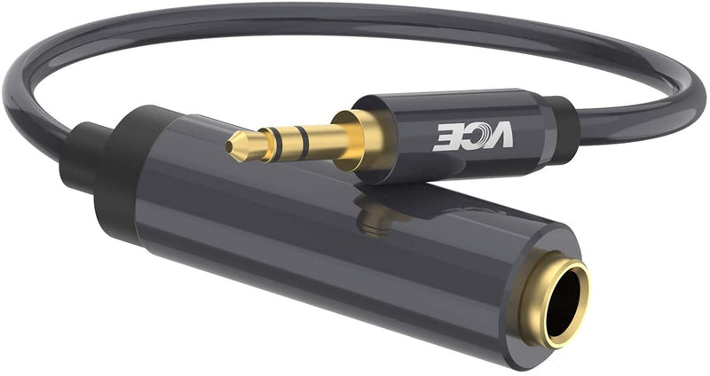 VCE 1/4" to 1/8" Adapter,3.5mm 1/8 inch Male to 6.35mm 1/4 inch Female Audio Jack Gold Plated Adapter for Amplifiers, Guitar, Home Theater Devices, Laptop, Headphones - 8inch