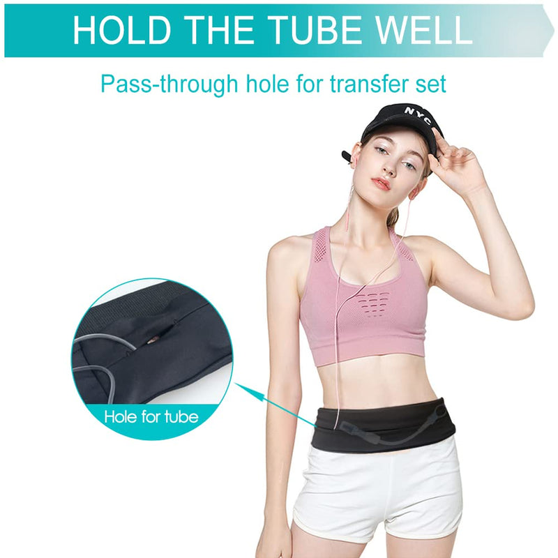 Adjustable PD Belt Peritoneal Dialysis Catheter Holder No-Bounce Accessories with Slits for Safety Support Secure Transfer Set G-Tube PEG Feeding Tube Men Women Patients Black,Medium(29"-41")