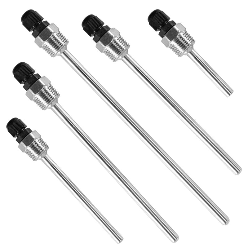 Pack of 2 immersion sleeves, stainless steel immersion sleeve G 1/2 inch thread for temperature sensor, 8 x 50mm immersion sleeves, Thermowell, immersion protection tubes for thermocouples, protective tube for temperature sensors 8x50mm