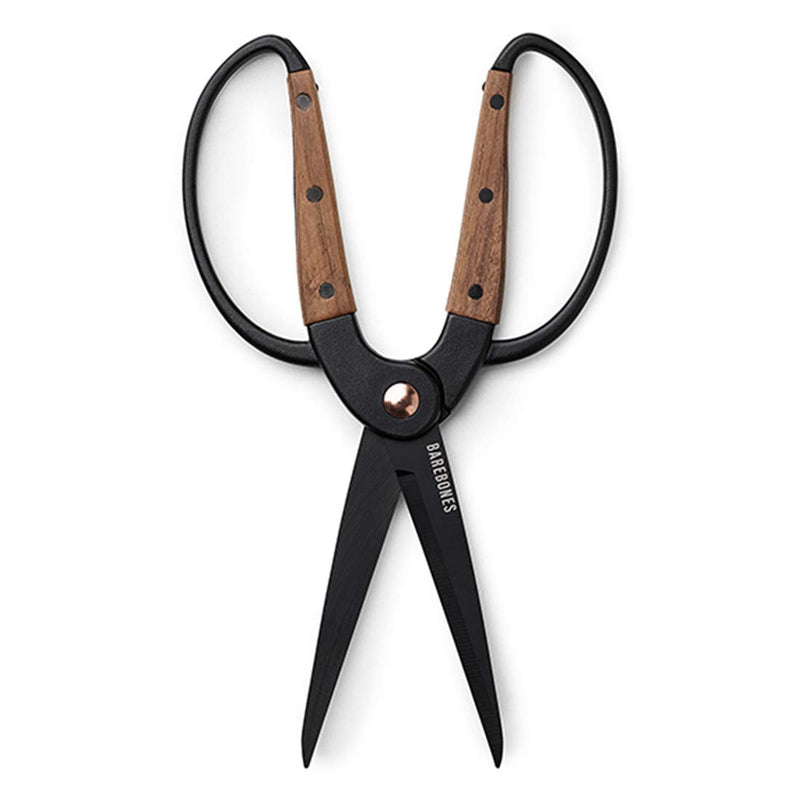 Barebones Walnut Scissors, Large - Ambidextrous Grip, Wide Handles & Comfortable Fit Large Garden Scissors