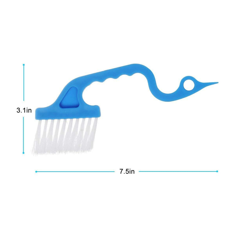 Rienar 2pcs Window Track Cleaning Brushes, Hand-held Groove Gap Cleaning Tools Door Track Kitchen Cleaning Brushes Set(Blue)
