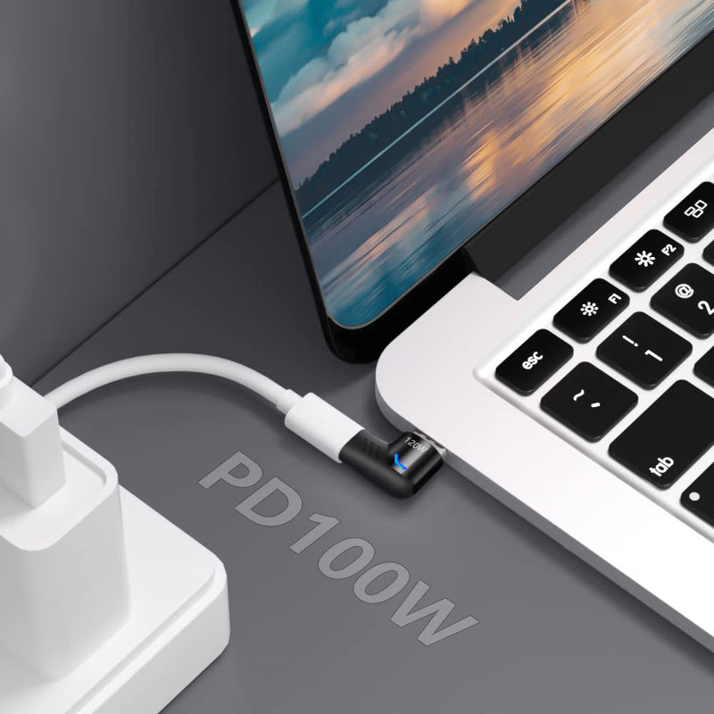 USB C Magnetic Adapter Straight 100w + Magnetic USB C Adapter Right Angle Black Fast Charging 5Pin 480Mbps Data Transmission straight + right angle black 5pin