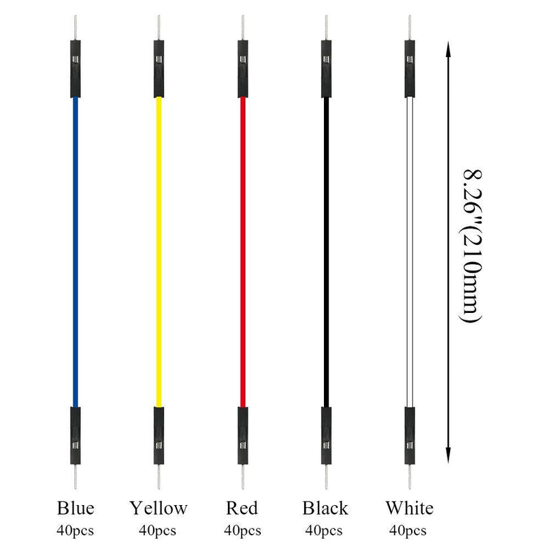 XINGYHENG 150PCS 5 Colors 1Pin 2.54mm Male to Male Breadboard Jumper Wire PVC Soldering Brushless Motor Double-end Tinning Connector Cable(PCB Jump Circuit Board Cable Wire Set) 200mm