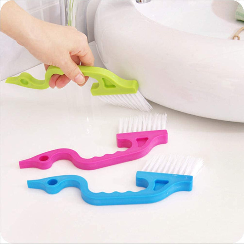 3Pcs Hand-held Groove Gap Cleaning Tools Door Window Track Kitchen Cleaning Brushes , for Window Air Conditioning Kitchen Cleaning （Blue, Green, Pink）