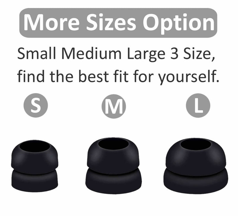 6 Pairs Double Flange Compatible with Beats Fit Pro Ear Tips Buds, S/M/L 3 Size Replacement Noise Reduce Silicone Wing Eartips Earbuds Earplug Fit in Case for Beat Fit Pro - Black