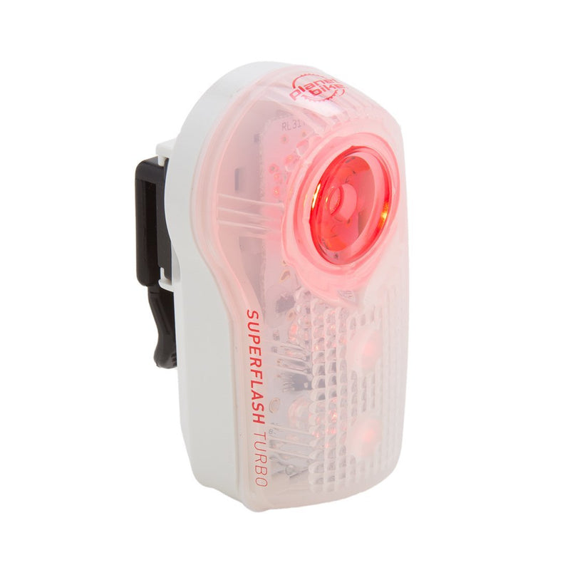 Planet Bike Superflash Turbo Bike Tail Rear Light, Two Modes, Multiple Mounting Options, Works with Joggers and Scooters, Battery Operated with 100 Hour Run Time