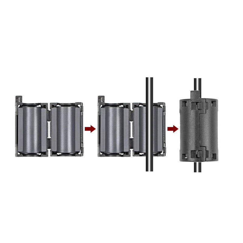 sourcing map 5pcs. Ferrite Core Ring Clip RFI EMI Noise Reduction Fliter Cable Clamp Black 11mm
