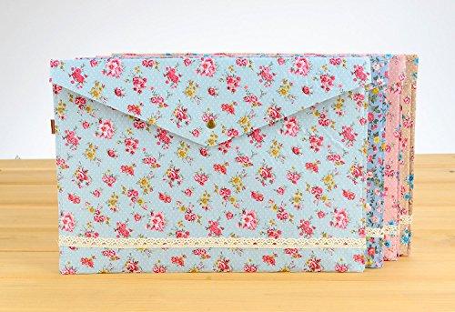 Funnylive 4 Pcs;Individualized Felt A4 Size Floral Pattern Document Folder with Snap Button Office Document Cash Coin Stationery Storage Organizer