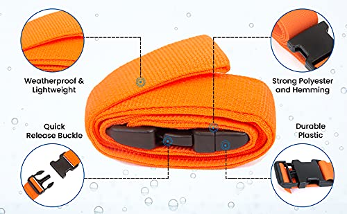 Primacare IR-5006 Unisex Restraint Strap with Plastic Buckles for Patients, Adults and Kids, Medical Disposable Waterproof Straps with Adjustable Locking for Easy Attachment, 2"x7', Orange