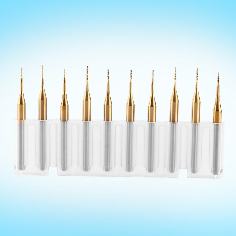 10pcs 3.175mm Shank Titanium Coating Tungsten Carbide End Mill Engraving Drill Bit for Corn Tip Board CNC SMT Rotary Milling Cutter 0.6mm Diameter