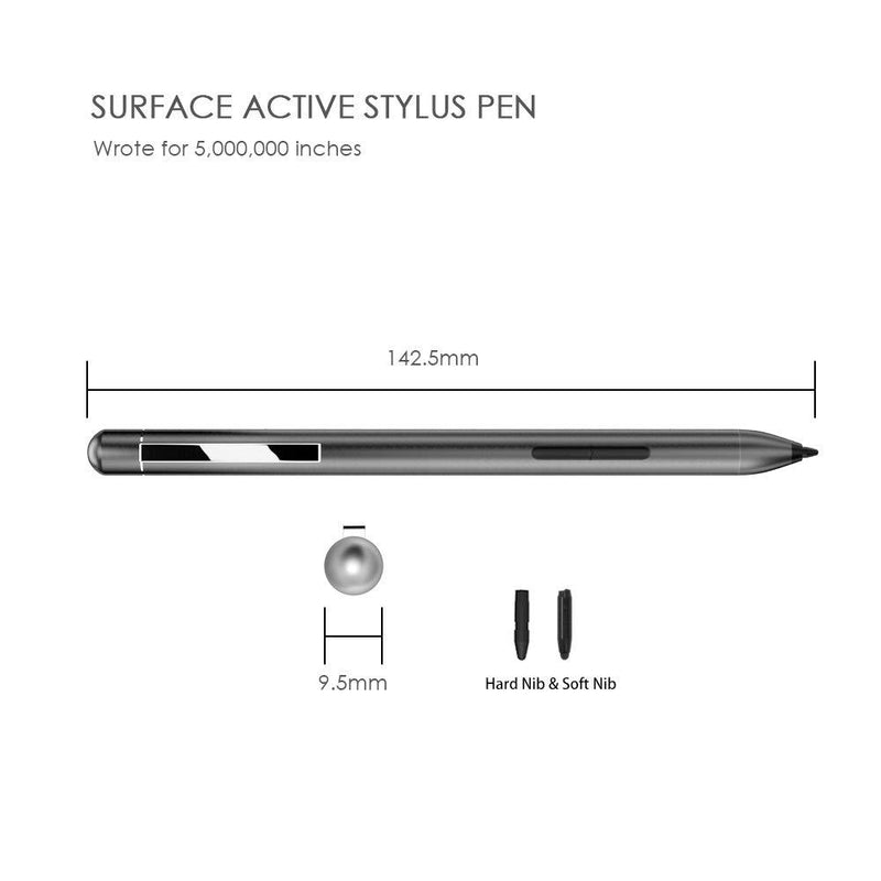 Active Stylus Pen for HP Pavilion x360 11m-ad0 14M-ba0 14-cd0 15-br0; HP Envy x360 15-bp0 15-bq0, x360 15-cn0, X2 12-e0xx, X2 12g0xx; HP Spectre x360 13-ac0xx 15-blxxx, AAAA Battery & Nibs (Grey) Grey